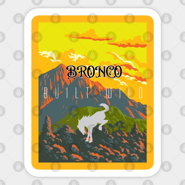 Bronco Built Wild - Yellow Sky Sticker by Crafton Megan Art